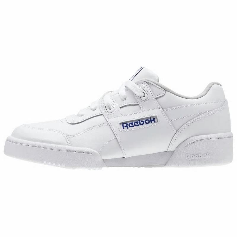 Reebok Workout Plus Tenisky Chlapcenske - Biele/Kráľovská Modrá OT7631WQ